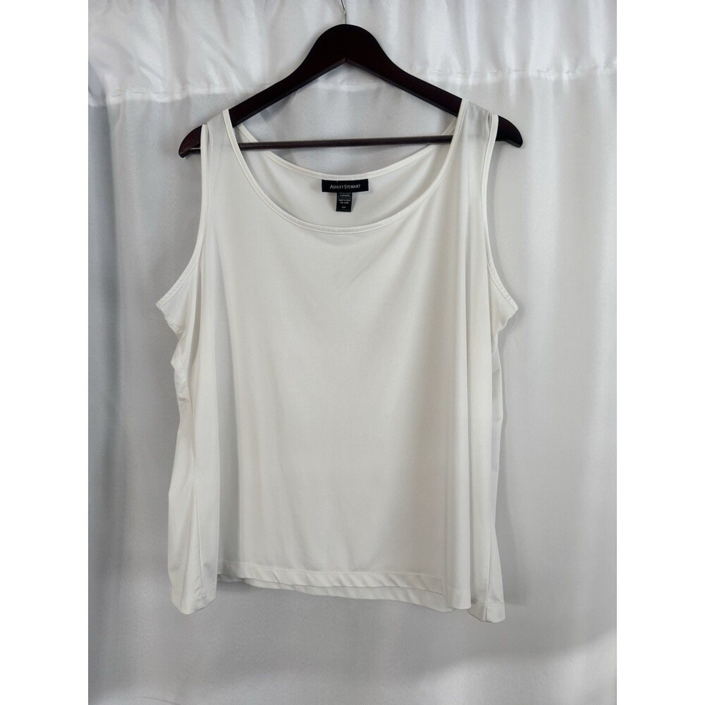 Ashley Stewart White Knit Sleeveless Tank Top Plus Size 22/24 Polyester Spandex
